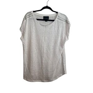 Cynthia Rowley White Linen Top With Embellished Sleeves & Sides Size XL